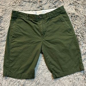 J.Crew Shorts Mens 32 Green Polka Dot Khaki Chinos 100% Cotton Flat Front Pocket